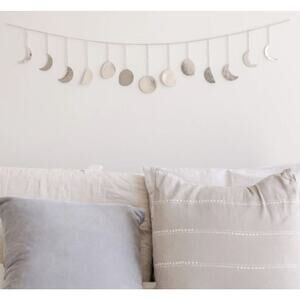 Moon Phase Wall Hanging Garland Gold Tone Hammered Metal Boho Wall Decor Moon